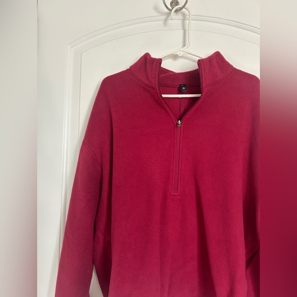 Lululemon Men's Red Oversized Quarter-Zip Fleece Sweater size large athletic - Picture 5 of 14